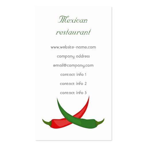 Mexican Restaurant Business Card (front side)