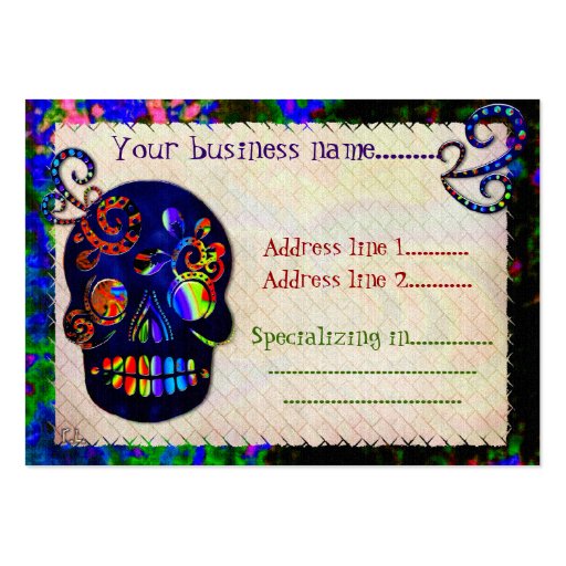 Mexican Skull 3D Festive Customs Tattoo Business Cards (front side)