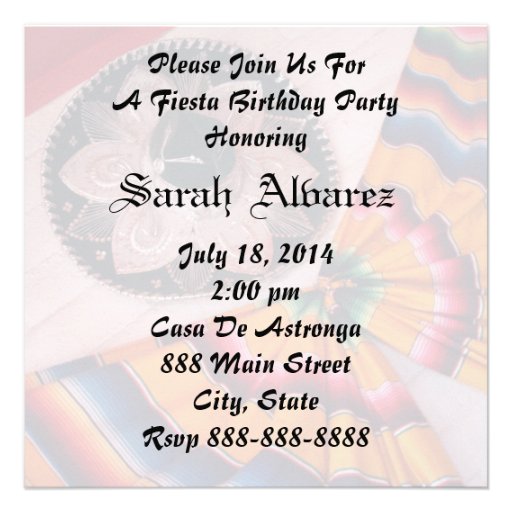 Mexican Sombrero Fiesta Party Invitation