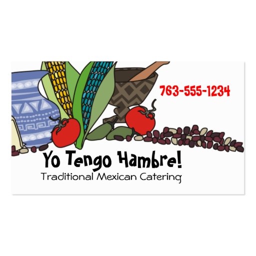 Mexican Southwestern foods chef catering biz cards Business Card Templates (front side)