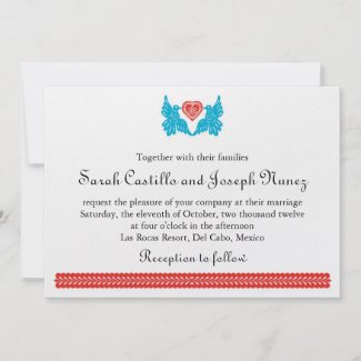 Mexican Style Love Birds Wedding Invitation