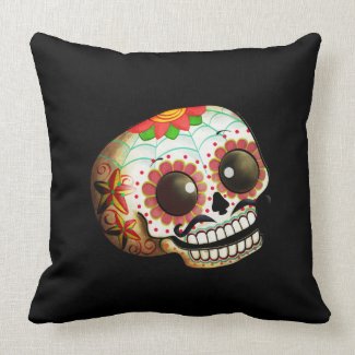 Mexican Sugar Skull Throw Pillow