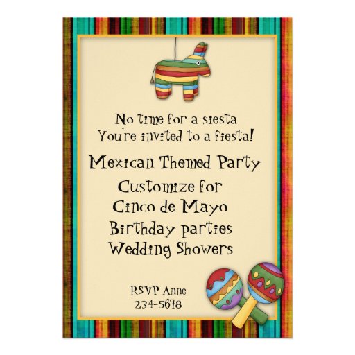 Mexican Fiesta Themed Invitation 5 X 7 Invitation Card Zazzle