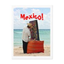 mexican vendor on beach postcards