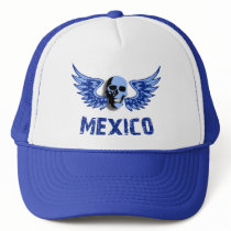 Mexico Blue Winged Skull hats by mexitees Mexico Blue Winged Skull hats
