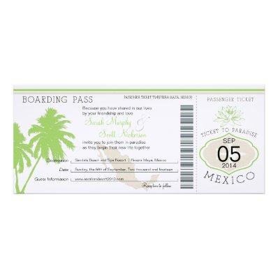 Mexico Boarding Pass Destination Wedding Custom Invites