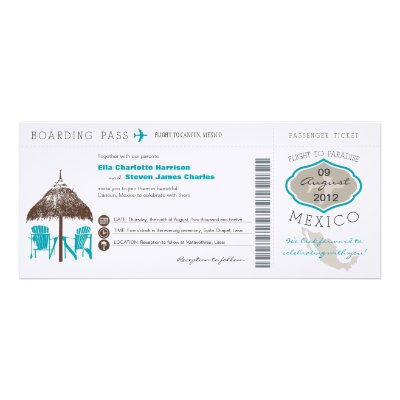 Mexico Boarding Pass Wedding Invitation