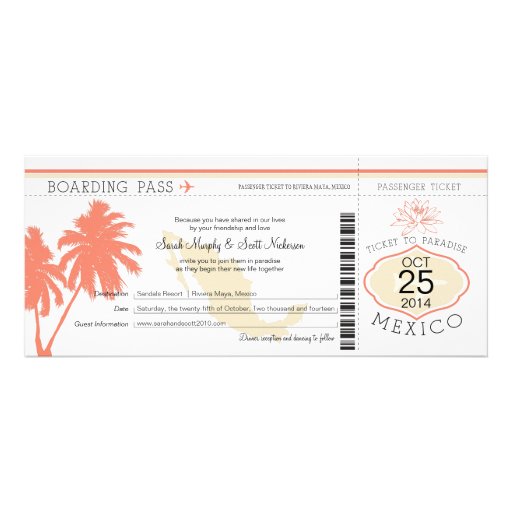 Mexico Boarding Pass Wedding Invites