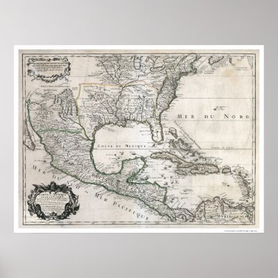 Map Of America And Mexico. America Map 1703 Poster by