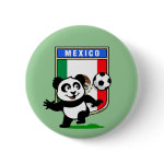This adorable little panda is too cute! He's featured in front of a large flag from Mexico and ready to play football and score some goals. This cute design is perfect for football players and soccer fans.