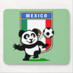 This adorable little panda is too cute! He's featured in front of a large flag from Mexico and ready to play football and score some goals. This cute design is perfect for football players and soccer fans.