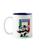 This adorable little panda is too cute! He's featured in front of a large flag from Mexico and ready to play football and score some goals. This cute design is perfect for football players and soccer fans.