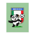 This adorable little panda is too cute! He's featured in front of a large flag from Mexico and ready to play football and score some goals. This cute design is perfect for football players and soccer fans.