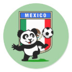This adorable little panda is too cute! He's featured in front of a large flag from Mexico and ready to play football and score some goals. This cute design is perfect for football players and soccer fans.