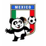 This adorable little panda is too cute! He's featured in front of a large flag from Mexico and ready to play football and score some goals. This cute design is perfect for football players and soccer fans.