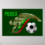 Mexico Futbol soccer Eagle and snake Mexican flag posters