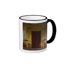 Mexico, Oaxaca, Afternoon sun lights balcony of Coffee Mugs