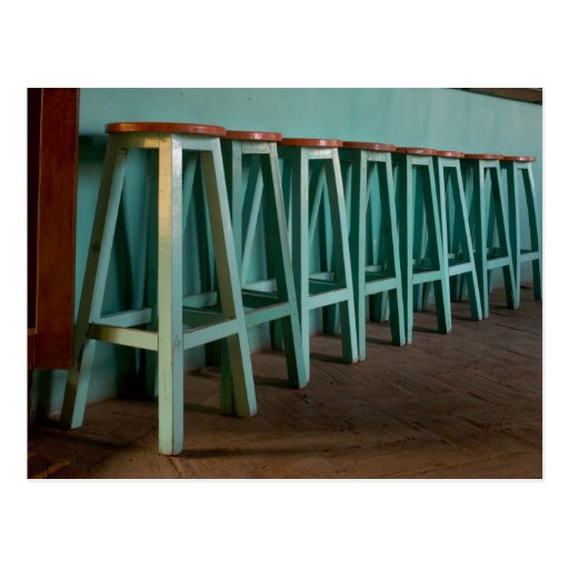 Mexico, Oaxaca, Green Bar Stools line wall Post Cards