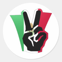 Mexico Peace Fingers Flag Round Sticker