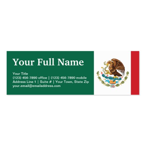 Mexico Plain Flag Business Card (front side)