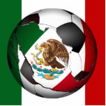 Mexico Soccer Ball w/Flag Colors Background Acrylic Cut Out