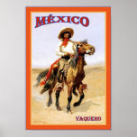 México ~ Vaquero ~ Vintage Travel Poster. posters