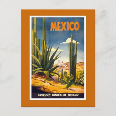 "Mexico" Vintage Travel Poster Postcard