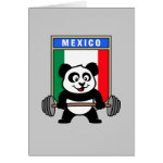 This cute bodybuilding panda loves weightlifting. He stands in front of a large flag of Mexico. Look how easy he lifts that heavy barbell loaded with weight plates. This design is too cute. Great gifts here for anyone from Mexico who loves weightlifting.