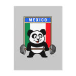 This cute bodybuilding panda loves weightlifting. He stands in front of a large flag of Mexico. Look how easy he lifts that heavy barbell loaded with weight plates. This design is too cute. Great gifts here for anyone from Mexico who loves weightlifting.