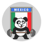 This cute bodybuilding panda loves weightlifting. He stands in front of a large flag of Mexico. Look how easy he lifts that heavy barbell loaded with weight plates. This design is too cute. Great gifts here for anyone from Mexico who loves weightlifting.