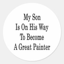 Mi hijo está en su manera de hacer gran pintor pegatina redonda