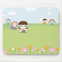 mia, boo & friends mousepad by irenestrange mia, boo & friends mousepad