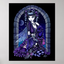 mia, myka, jelina, fairy, prints, fantasy, dark, gothic, fae, goth, original, art, Poster with custom graphic design