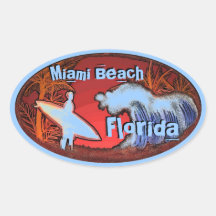 Miami Beach Florida blue surfer waves art stickers