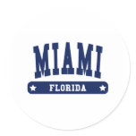 Miami Beach Florida College Style tee shirts Round Sticker