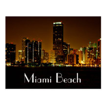 Miami Beach Florida Night Skyline Post Card