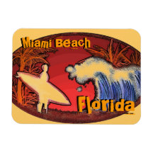 Miami Beach Florida surfer waves art magnet