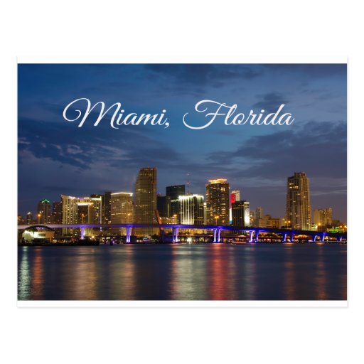Miami Beach Skyline Florida Travel Postcard Zazzle