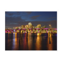 Miami Florida Skyline at night Postcard