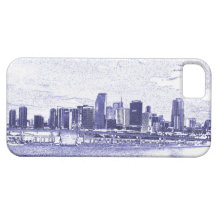 Miami Florida Urban Skyline Blue Pencil Drawing iPhone 5 Covers