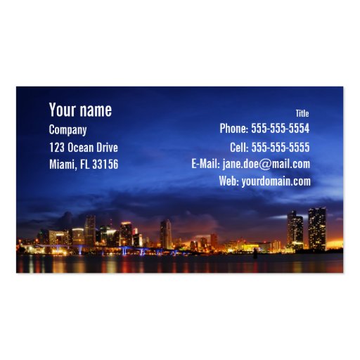Miami night panorama - Business Card (front side)