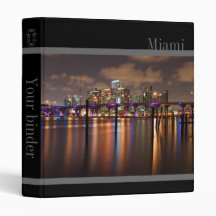 Miami skyline at night - 1" binder