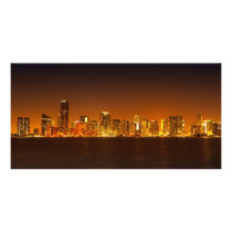 Miami skyline at night panorama - Photo Card