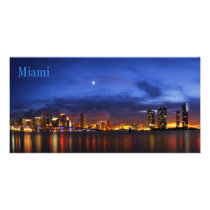 Miami skyline at night panorama - Photo Card
