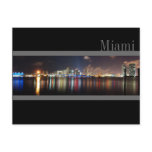 Miami Skyline at Night Panorama Photo- Postcard
