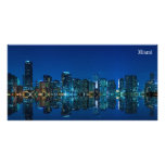 Miami skyline at night panorama - Photocard Personalized Photo Card