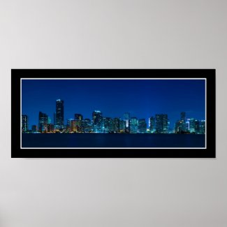 Miami skyline at night panorama - Poster