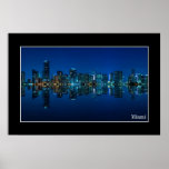 Miami skyline at night panorama - Poster