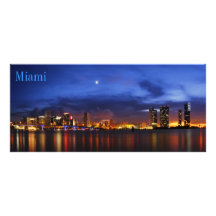 Miami skyline at night panorama - Rack Card
