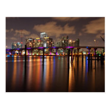 Miami skyline at night - Postcard